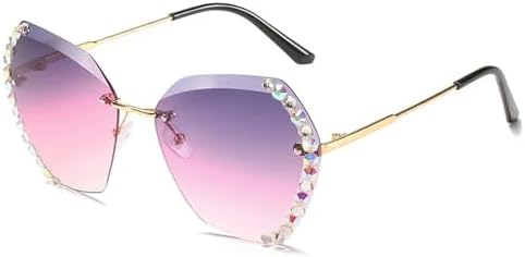 

Винтажные модные солнцезащитные очки большого размера без оправы для женщин, сексуальные квадратные солнцезащитные очки с ромбовидным рисунком MTZJH, 04 Purple-red-white