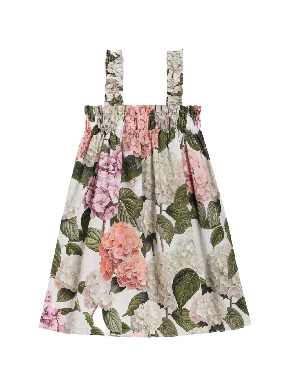 Поплиновое платье с принтом Hydrangea Dolce & Gabbana Kids, белый — фото 2