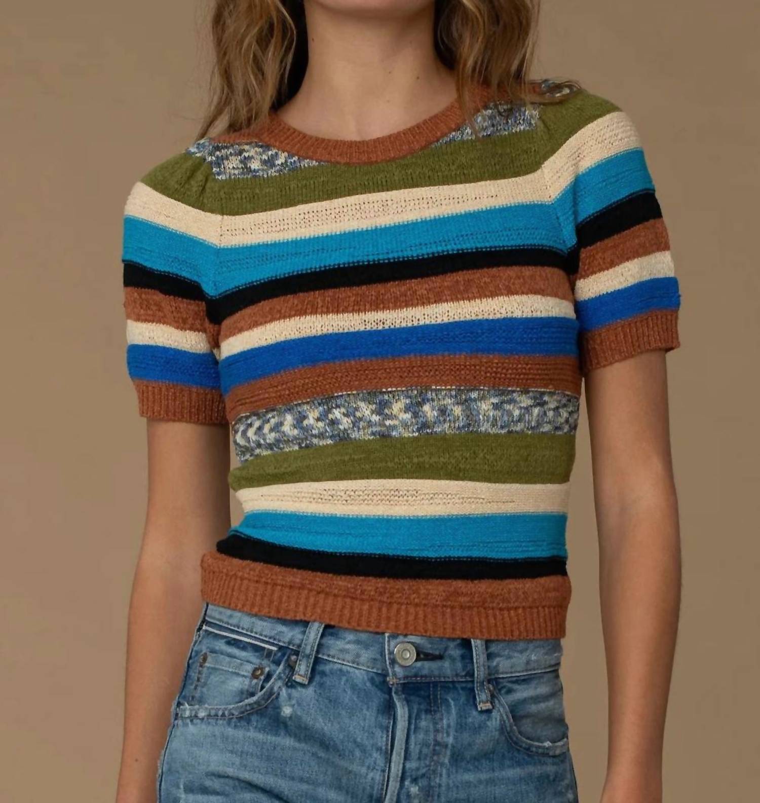 

Свитер Rae в полоску из смешанной вязки Elizabeth James The Label, цвет mix knit stripe