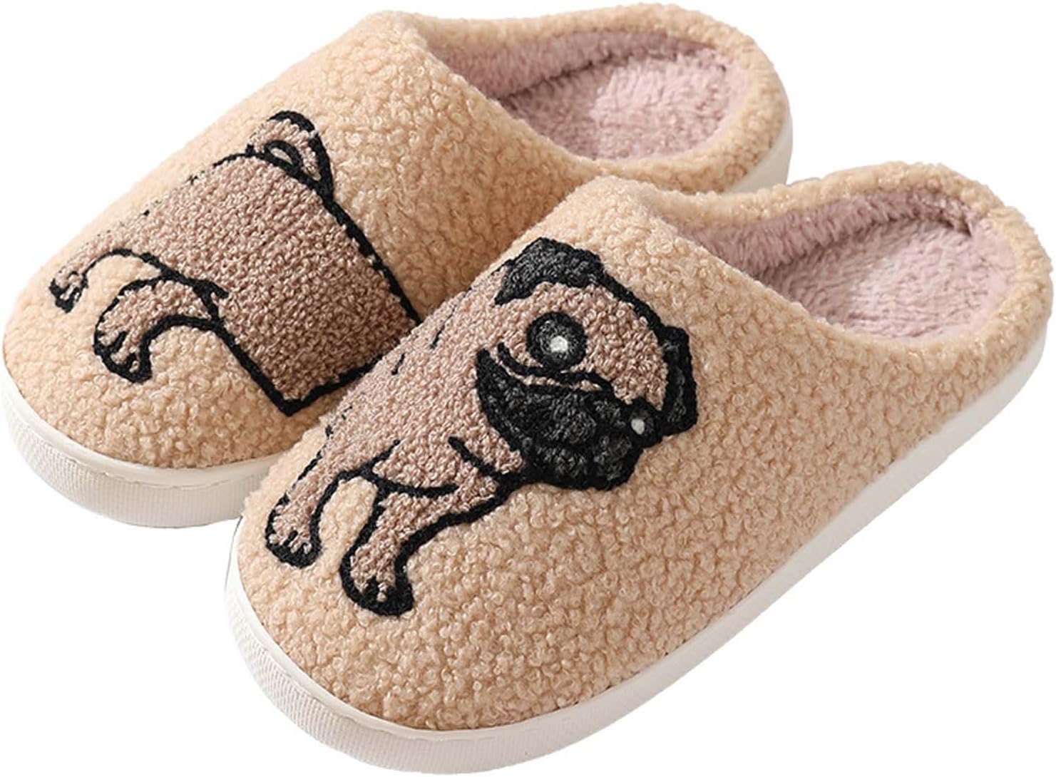 

Домашние тапочки для женщин и мужчин с милыми мультяшными животными, мягкие пушистые тапочки, теплые зимние тапочки для дома, нескользящие, уютные тапочки для спальни, для использования как внутри дома, так и на улице Wuyistar, Pug