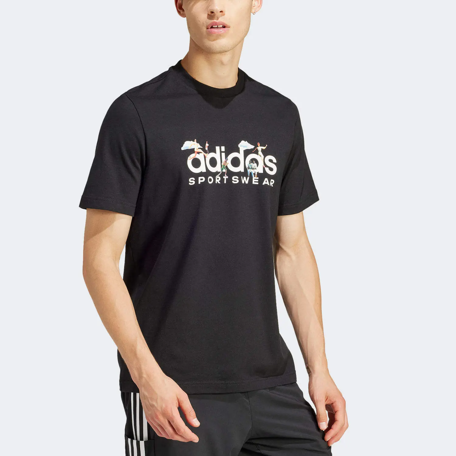 Спортивная футболка мужская черная Adidas, черный — фото 3