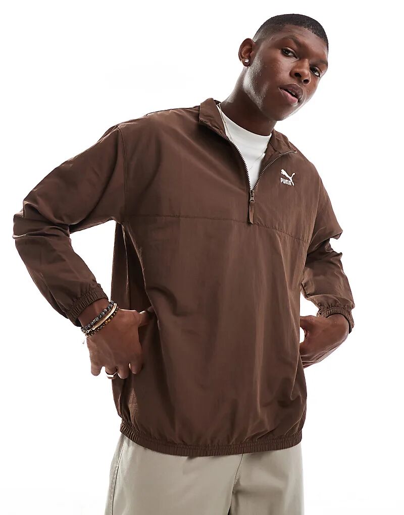 

Толстовка Puma Classics с полумолнией коричневого цвета