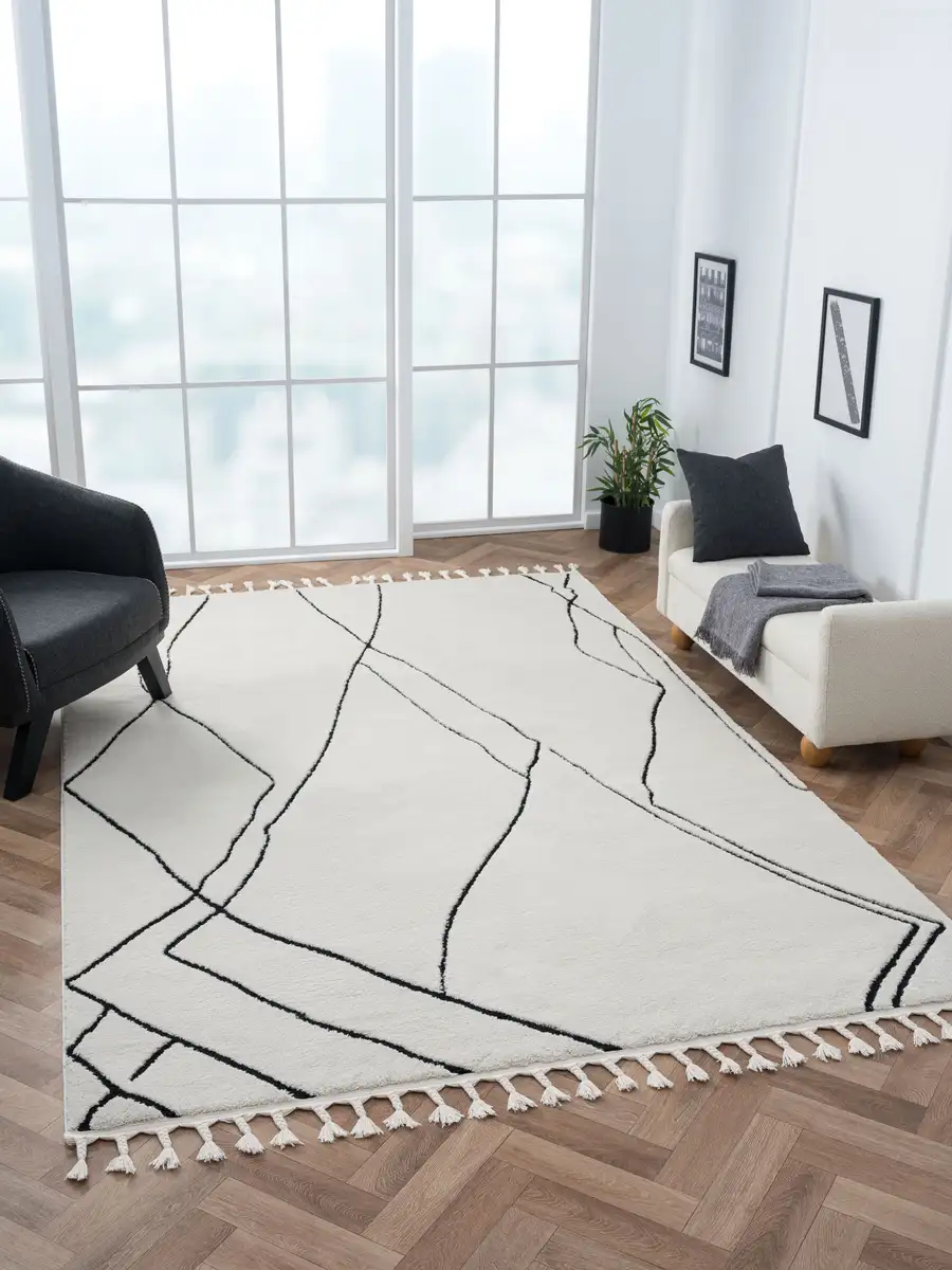 

Myflair Furniture & Accessories ворсистый ковер "Moroccan Drawline" Myflair Möbel & Accessoires 140х200 см, белый/черный