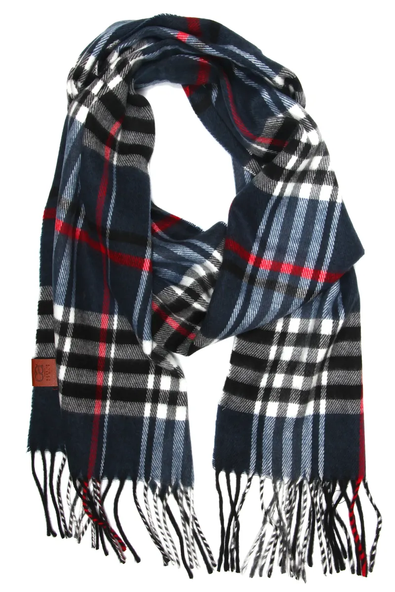 

COLLEZIONE ALESSANDRO шерстяной шарф "Венеция", приятный, мягкий, в современную клетку, синий