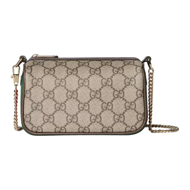 

GUCCI Миниатюрная холщовая женская сумка через плечо с кожаными вставками