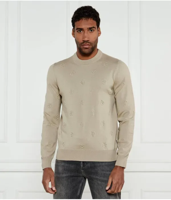 Шерстяной свитер H-Bahelo regular fit Boss, бежевый