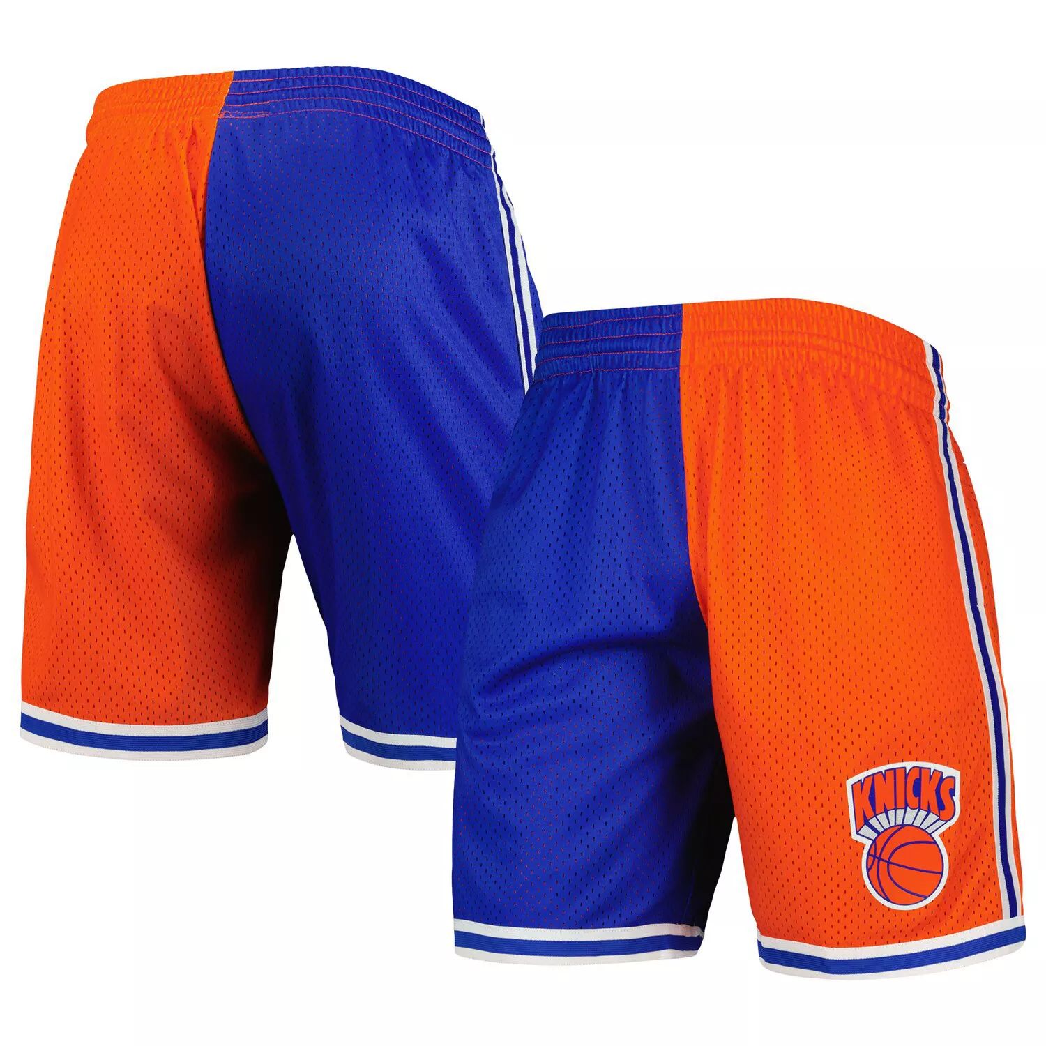 

Мужские шорты Mitchell & Ness синего/оранжевого цвета New York Knicks Hardwood Classics 1991 с разрезом Swingman