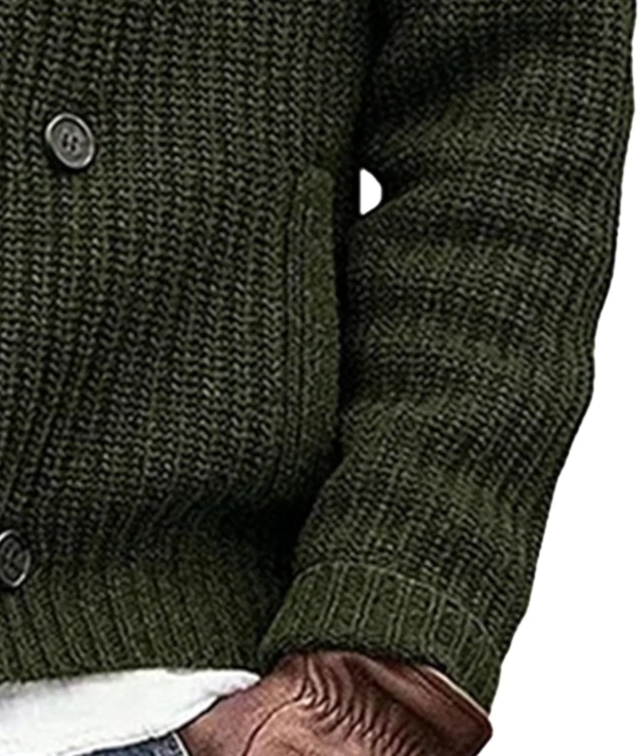 Кардиган мужской двубортный с воротником шаль и карманами Slim Fit — фото 3
