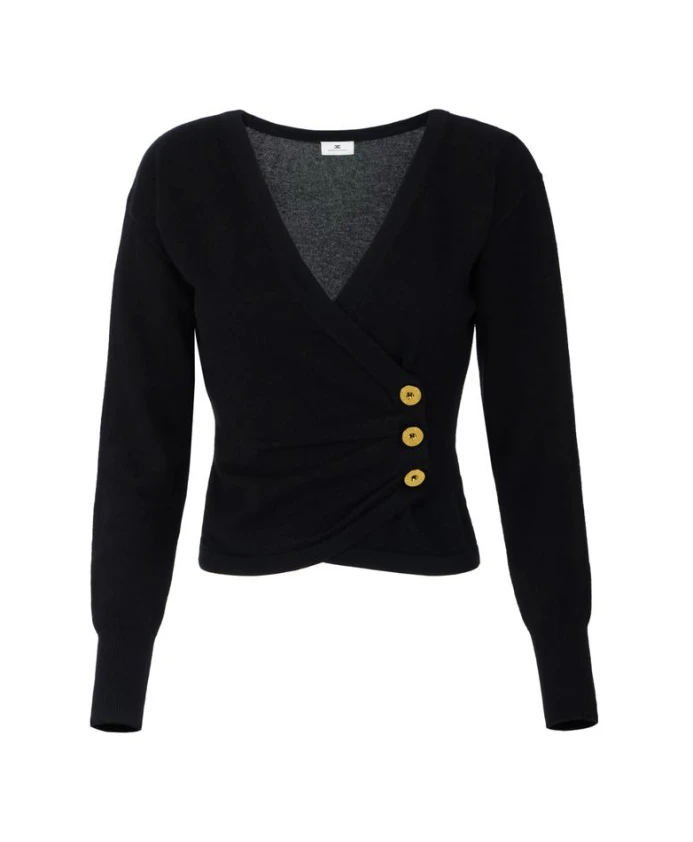 

Джемпер из смеси кашемира с декоративными пуговицами. Elisabetta Franchi, черный