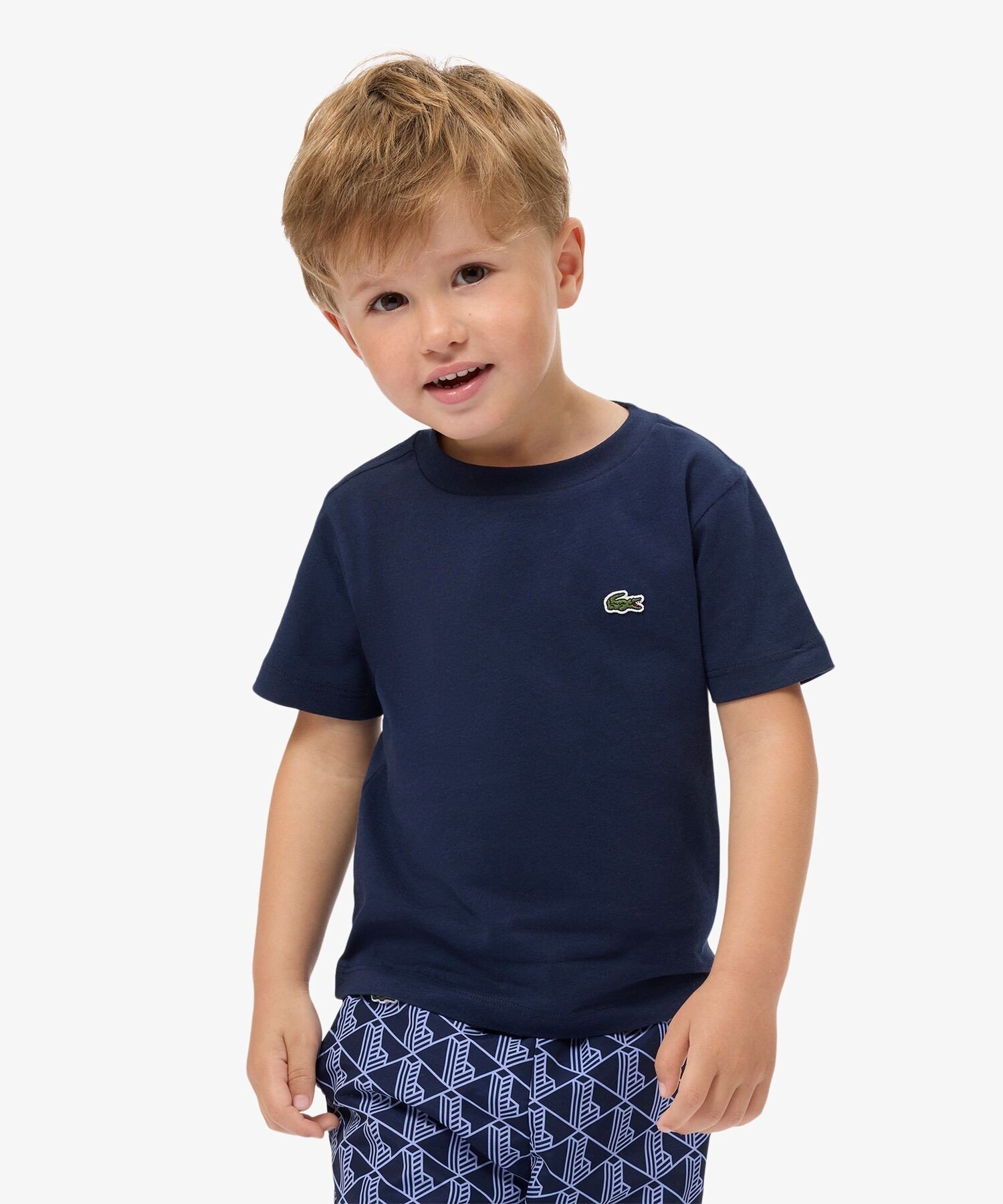Детская базовая футболка с коротким рукавом и нашивкой в виде крокодила LACOSTE, Navy