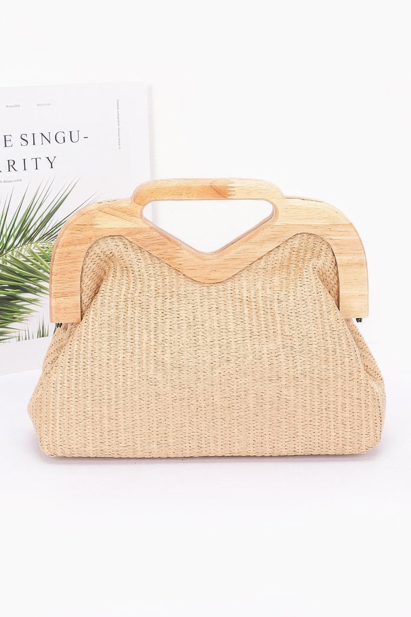

FASHNZFAB Женский клатч из искусственной соломы и дерева, хаки