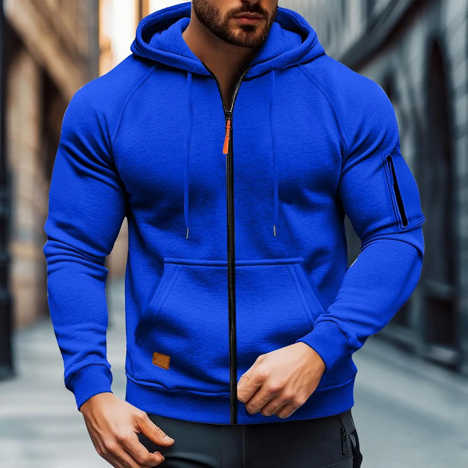 Мужская толстовка-карго на молнии, куртка с капюшоном, модная тактическая рабочая толстовка с длинным рукавом для мужчин, осенняя одежда generic, синий — фото 2