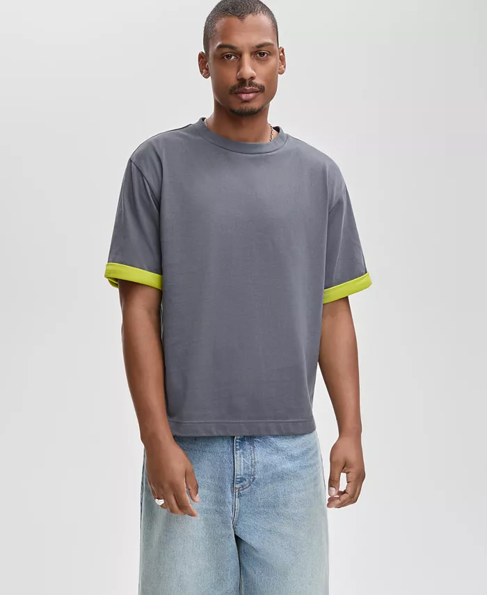 

Мужская хлопковая футболка с коротким рукавом и обратным рукавом Mode of One, серый