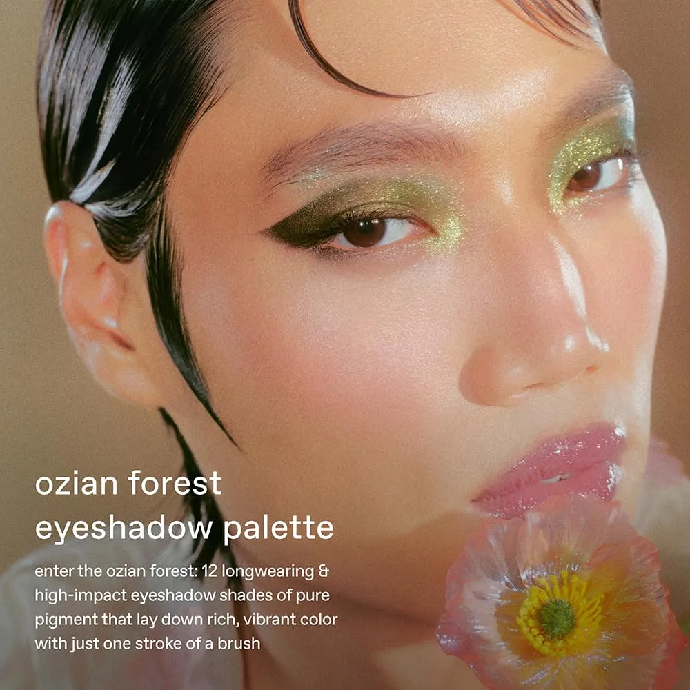 r.e.m. beauty Wicked: For Good | набор теней Ozian Forest и подводки Emerald City | палитра 12 оттенков + 4 металлических лайнера | шиммер, матовые и глиттерные текстуры | стойкие, легко растушевываемые формулы Rem Beauty, green — фото 3