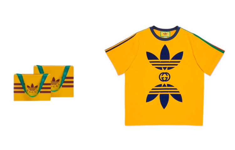 Футболка Gucci x adidas Cotton Jersey T-Shirt, желтый — фото 2