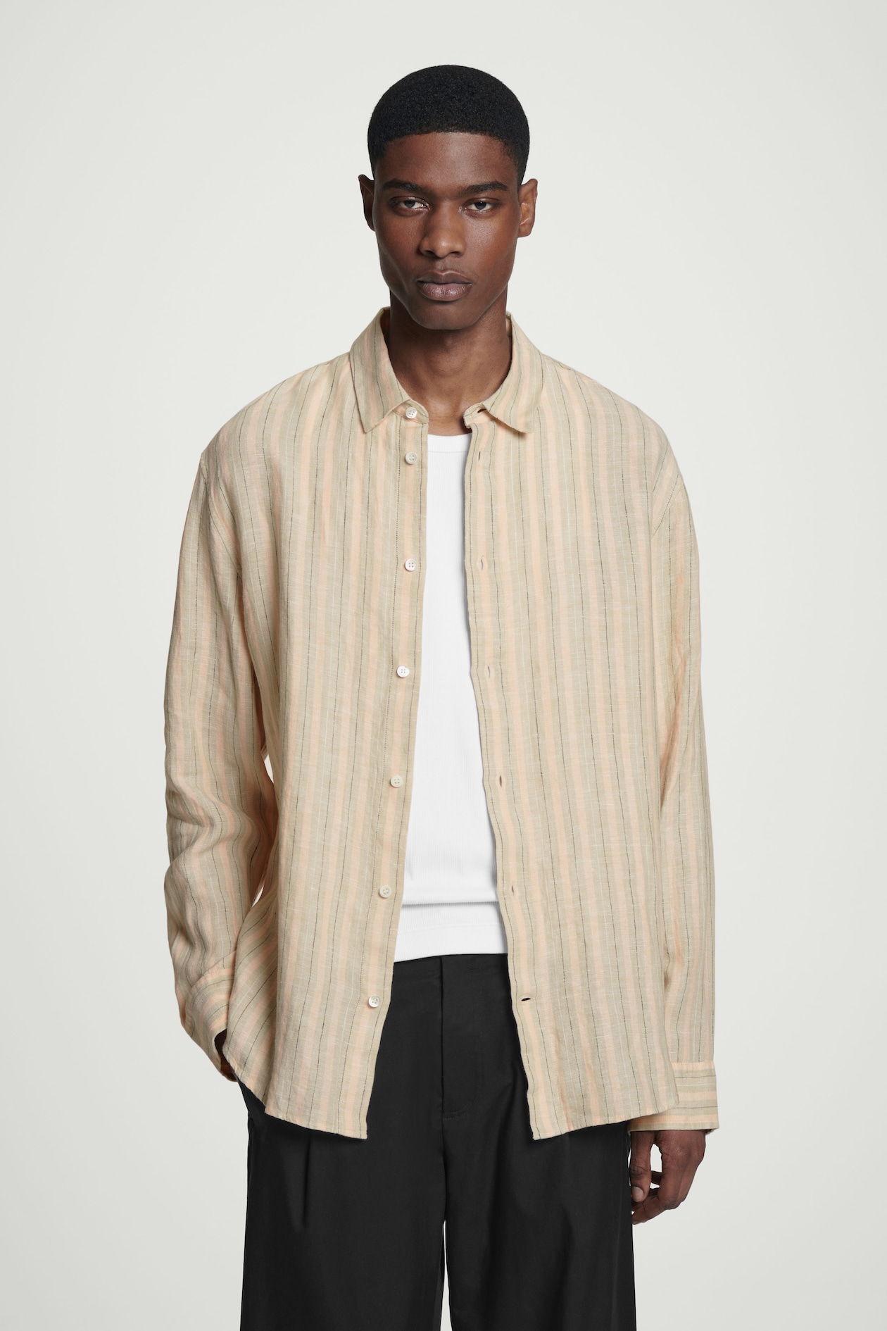 

Льняная рубашка с длинным рукавом – relaxed fit COS, цвет Apricot/Striped