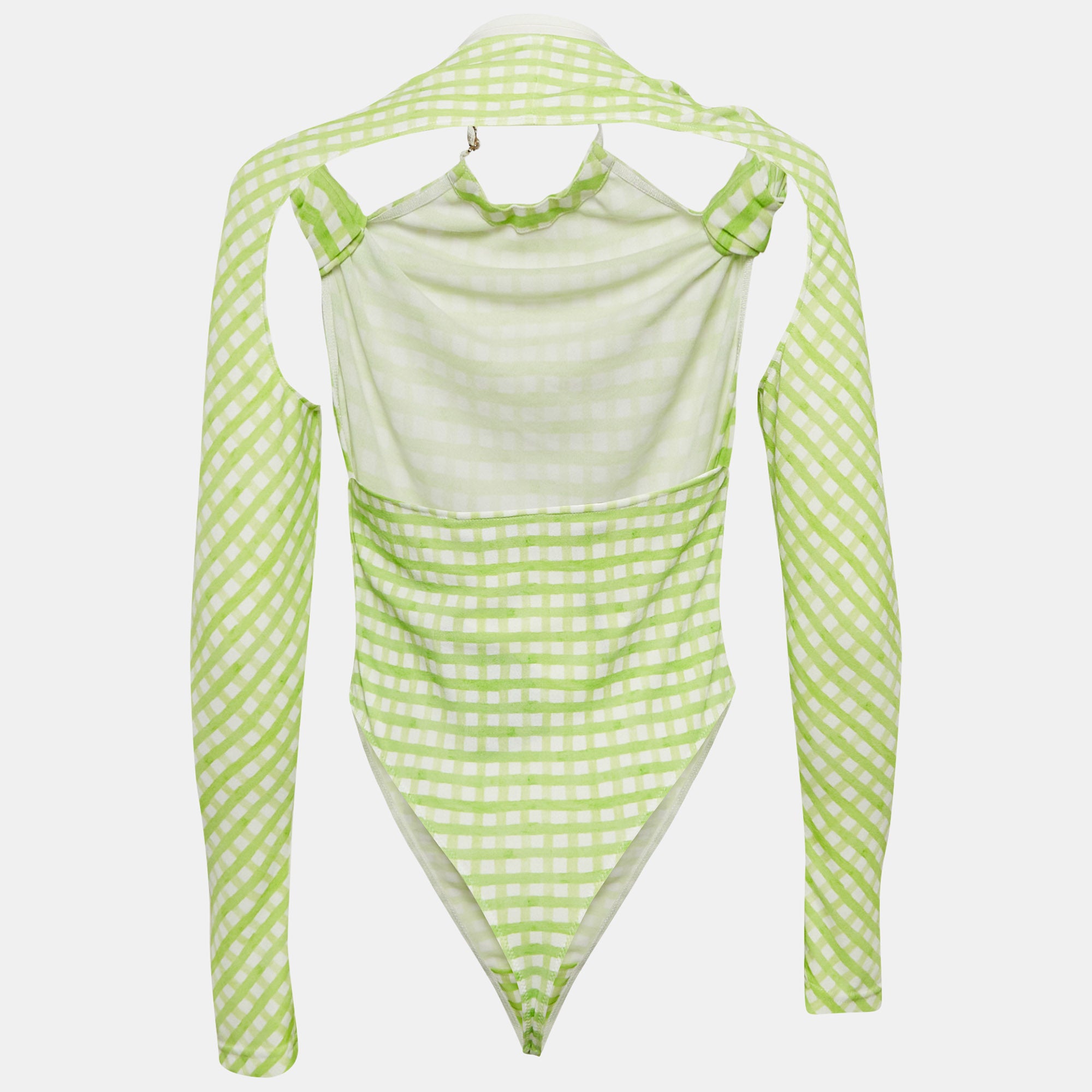 Боди Jacquemus Le Body Nodi в зеленую клетку, джерси — фото 2