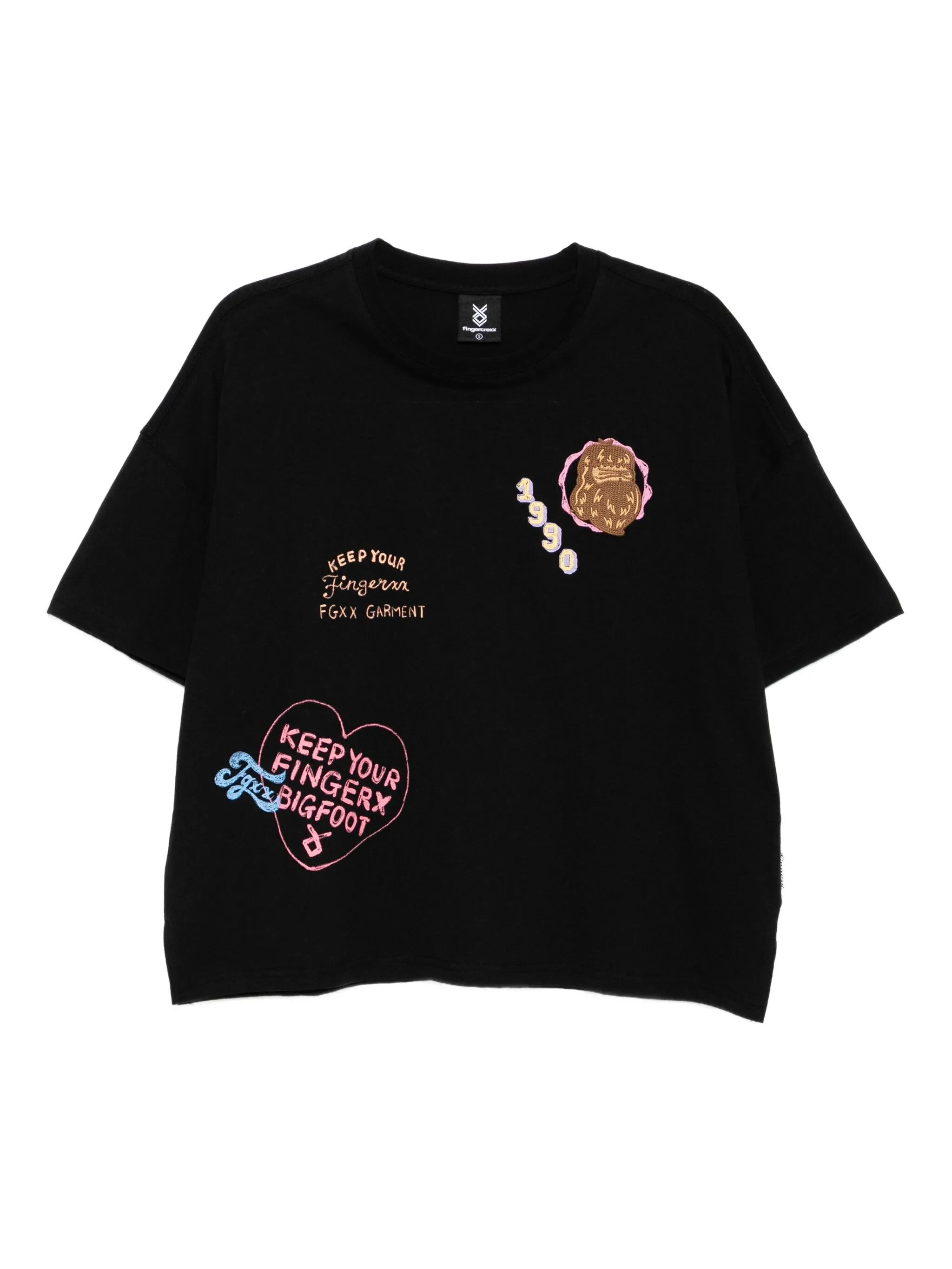 

Футболка с вышитым логотипом Fingercroxx, черный