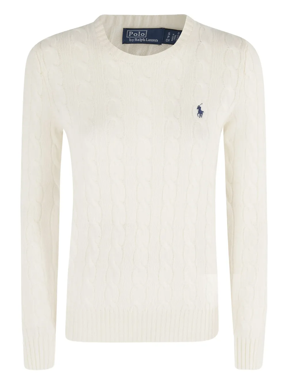 

Свитер косовой вязки с вышитым логотипом POLO RALPH LAUREN, белый