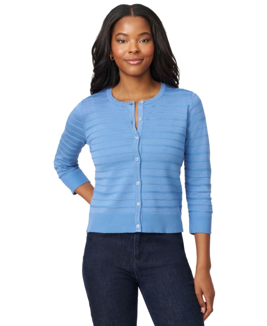 

Женский кардиган с рукавами 3/4 и круглым вырезом, в рубчик, размеры PXS-XL Melissa Paige, Quiet Harbor