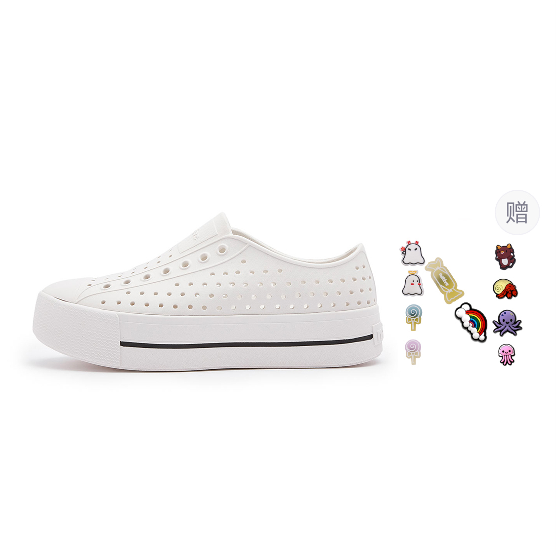 Jefferson Hi Clogs Unisex Native Shoes, Мел Белый[Подарок: 3 случайных шарма для обуви] — фото 2