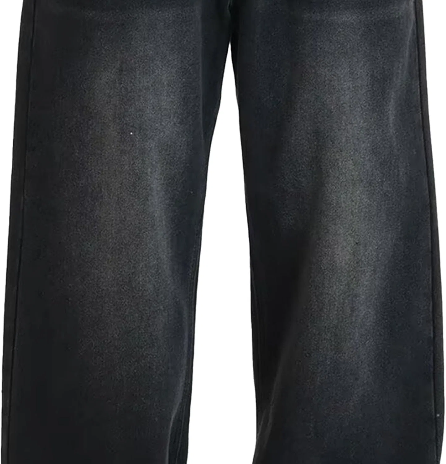 Джинсы свободные, Men's Baggy Hip Hop Jeans Relaxed Fit Casual Wide Leg Long Trousers Vintage Plain Denim Pants, Black — фото 3