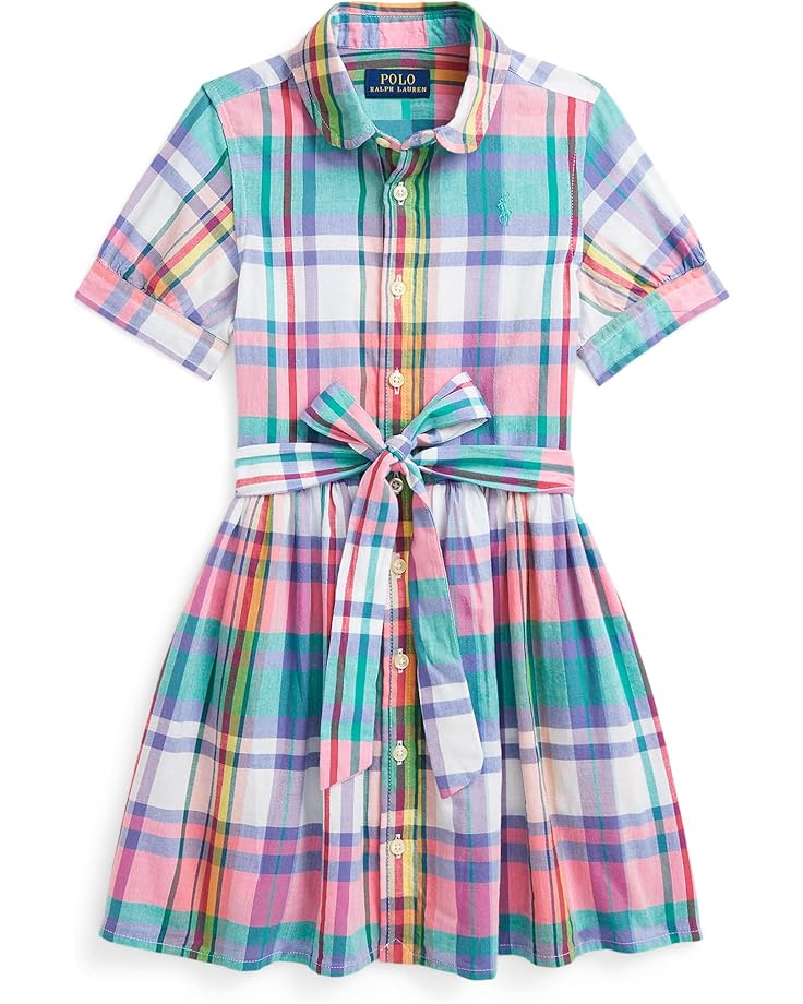 

Платье Polo Ralph Lauren Kids Plaid Cotton Madras Shirtdress, цвет Pink Turquoise Multi