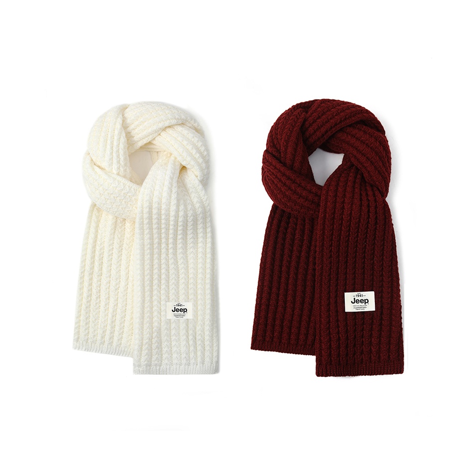 

Jeep Зимний утепленный вязаный шарф унисекс, 2 Pack (Milk White+Burgundy)