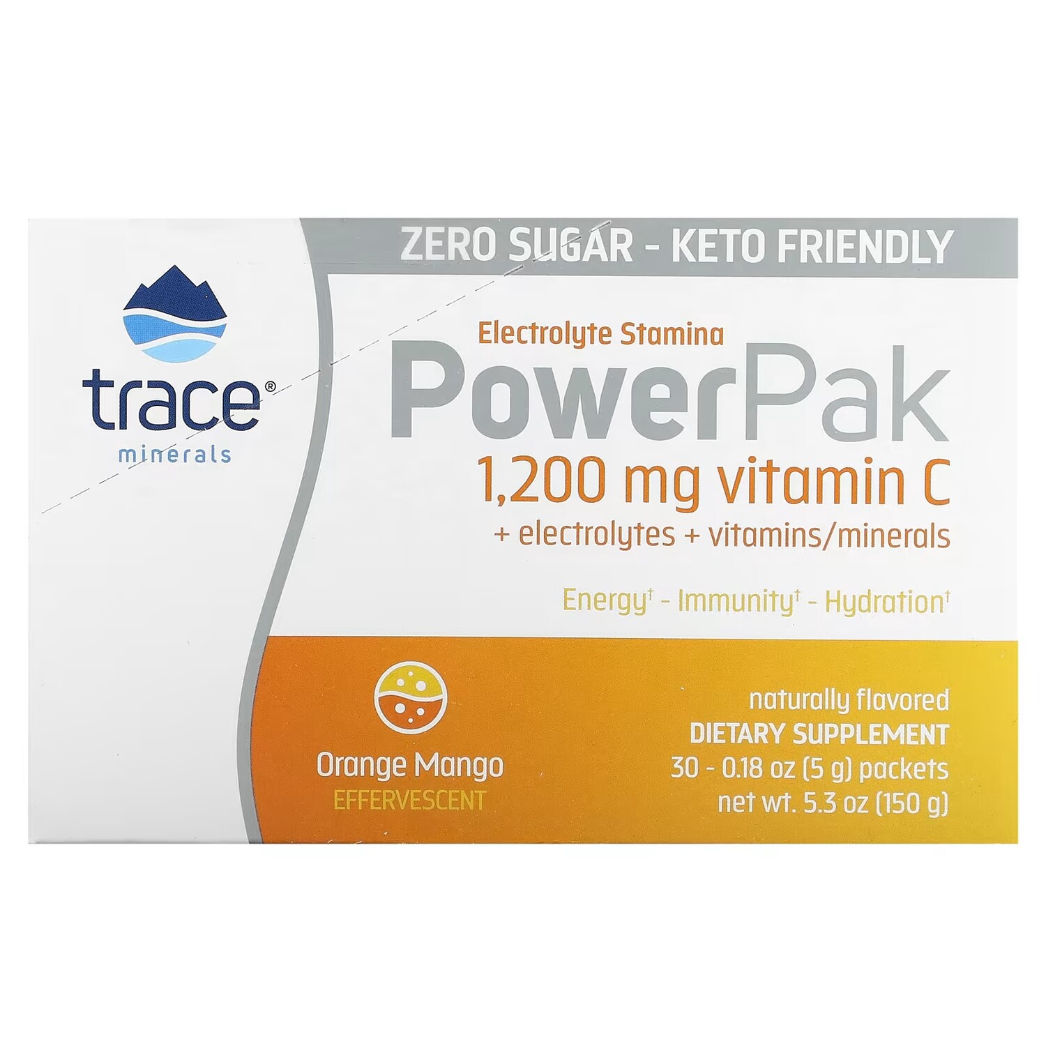 

Добавка Trace Minerals PowerPak Orange Mango, 30 пакетов