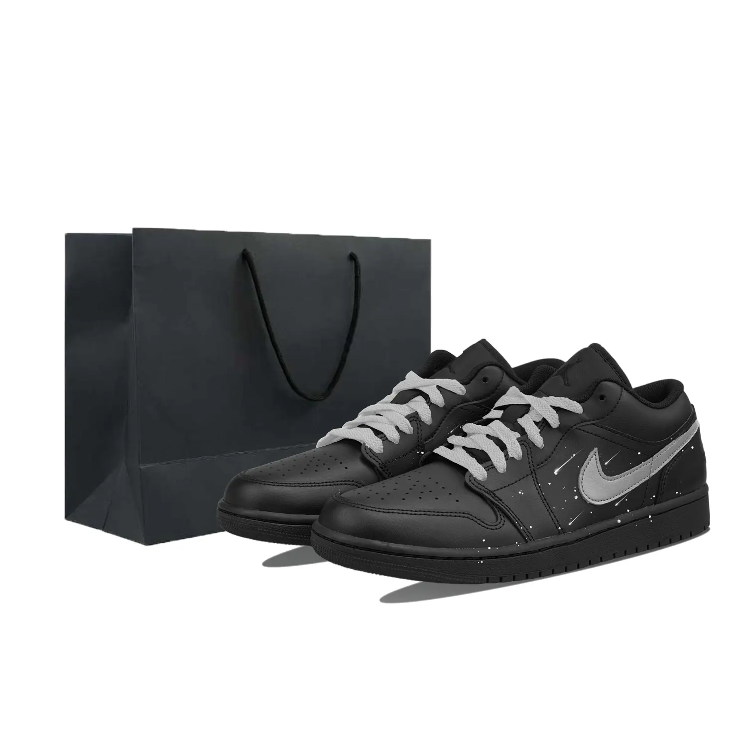 

Jordan Мужские баскетбольные кроссовки Air 1 с износостойким, дышащим верхом, низкие, винтажные, черный с серебристым покрытием