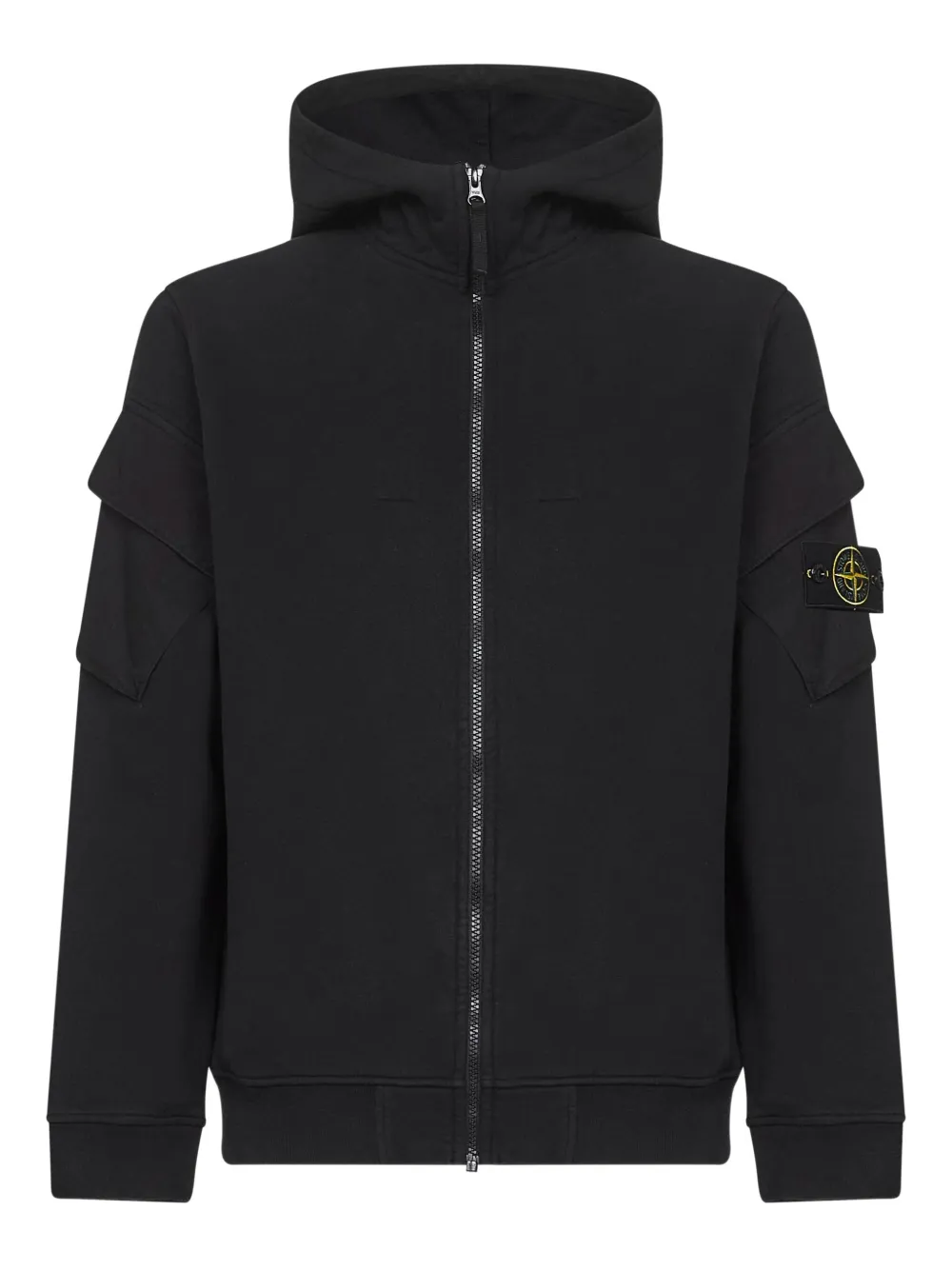 

Толстовка с капюшоном на молнии с карманом спереди Stone Island, черный