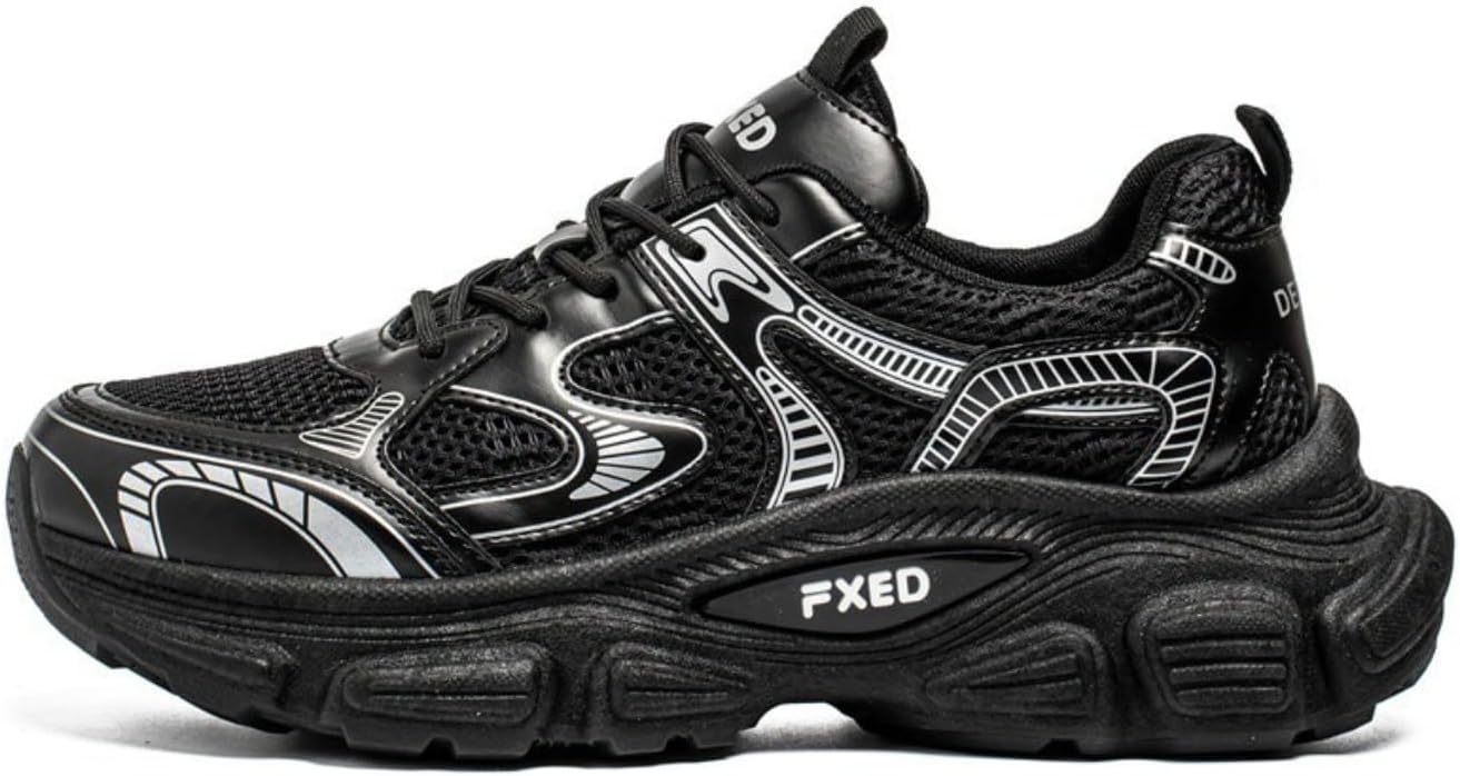 

Мужские кроссовки Y2K Modern Athleisure с сетчатым верхом из текстиля и синтетики, дышащие, с амортизацией, поддержкой и сцеплением для ходьбы, бега и путешествий, легкие, с удобными петлями для надевания Zixcplaz, черный