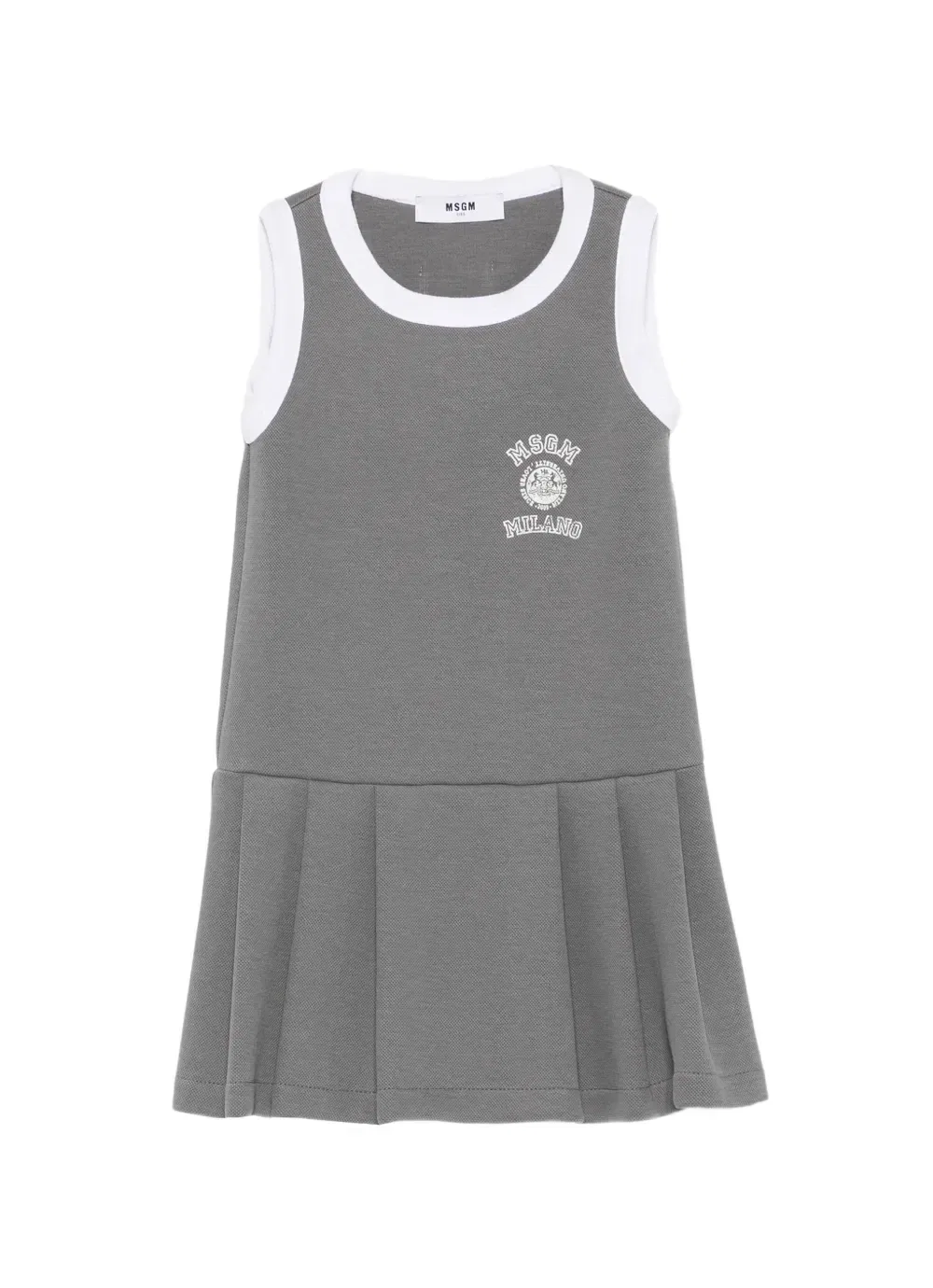 Плиссированное платье с логотипом Msgm Kids, серый