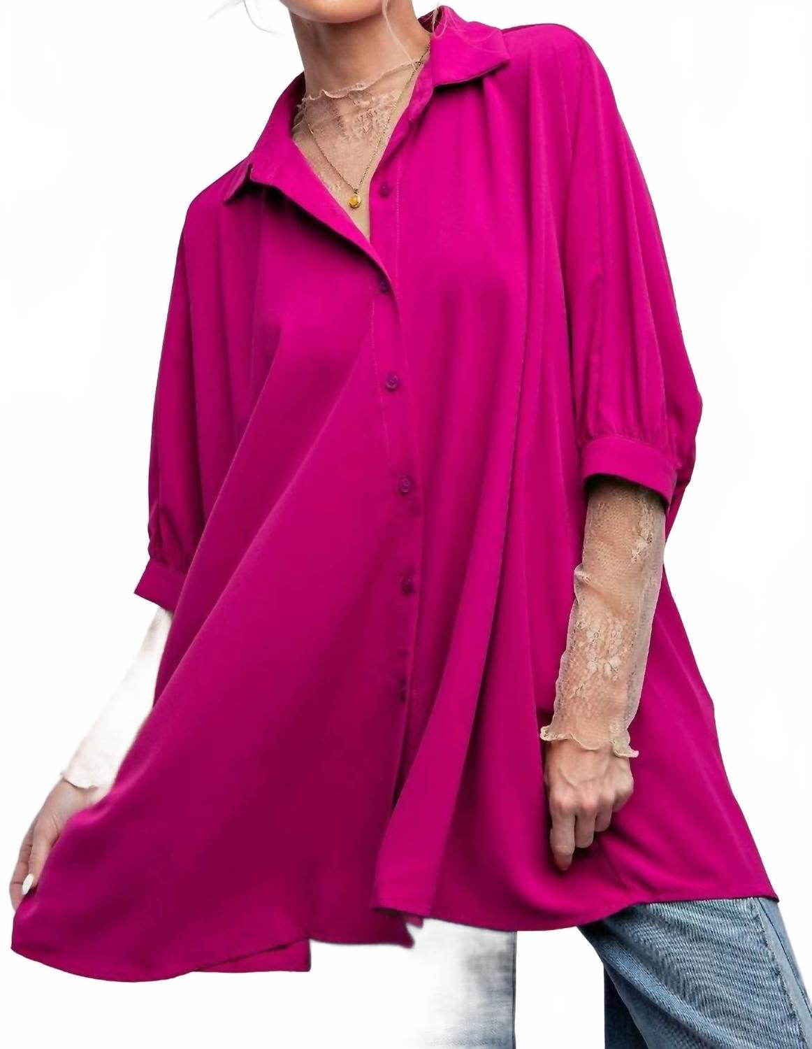 

Розовая оверсайз рубашка из шерсти с пуговицами в стиле "добби" Easel