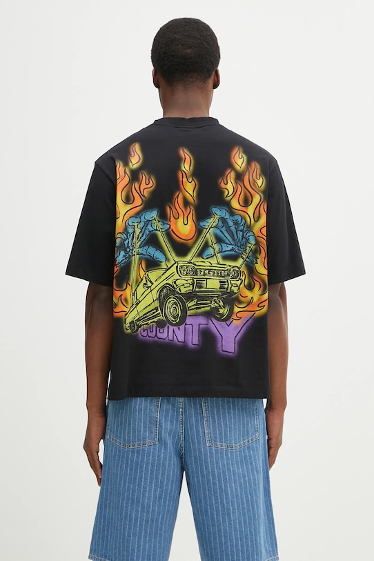 

Хлопковая футболка County Flame Boxy T-Shirt черно-красная Marcelo Burlon, черный