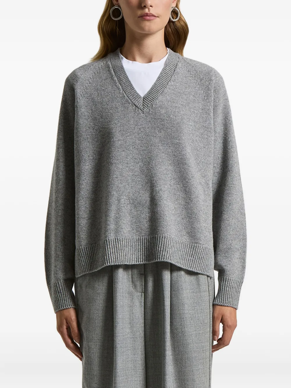 

Рифленый свитер с V-образным вырезом Peserico, серый