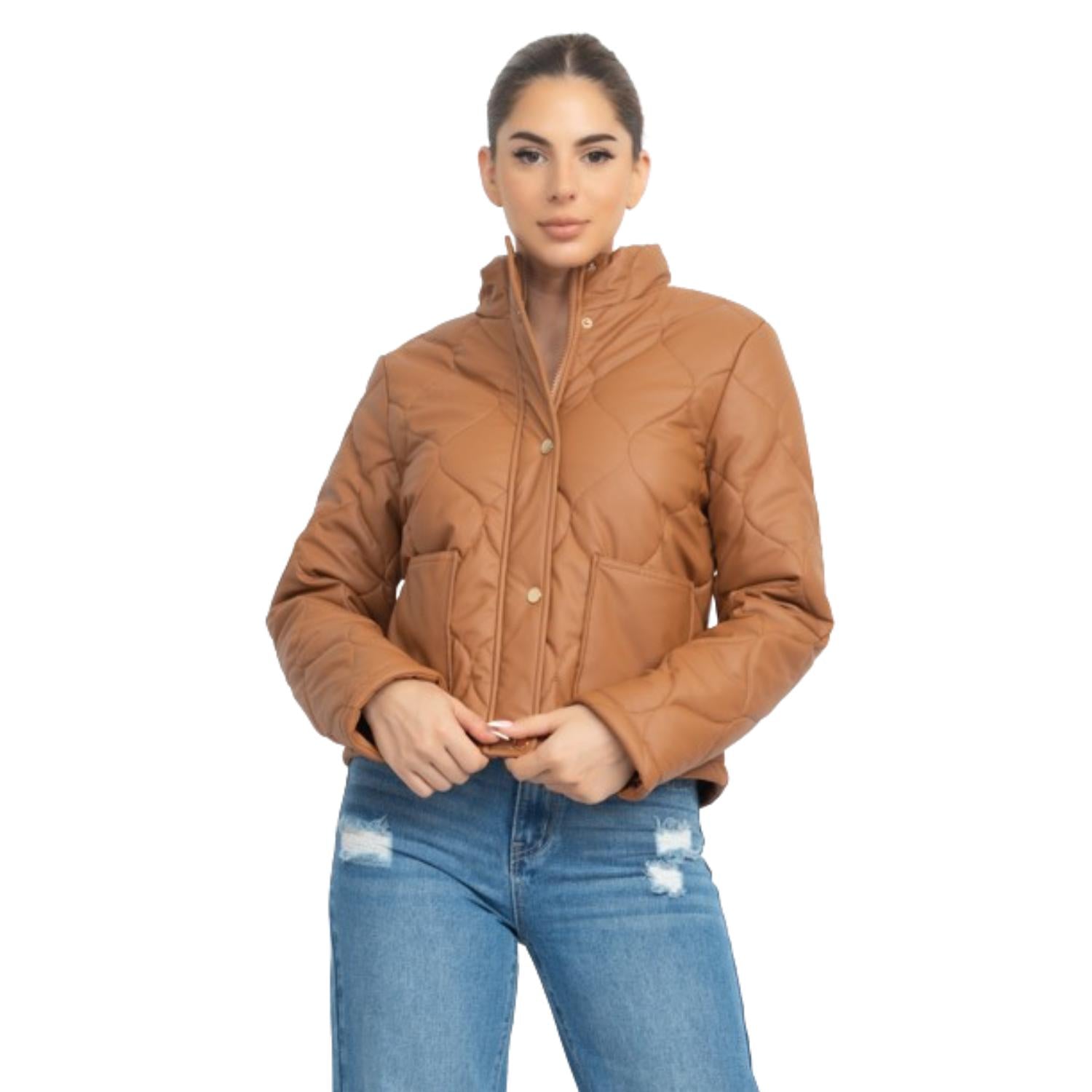 

Стеганая куртка с воротником-стойкой FASHNZFAB, коричневый