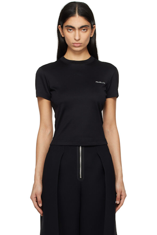 

Черная футболка с фирменным логотипом «Mugler»
