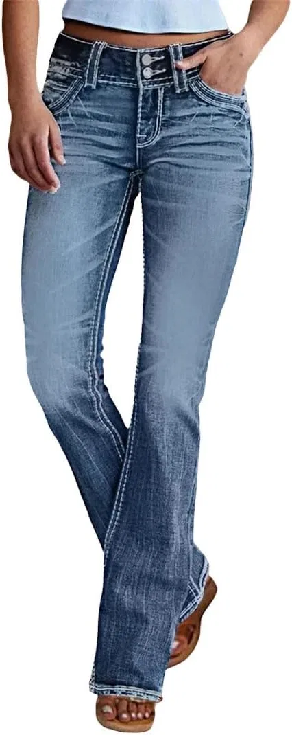 Джинсы прямые с высокой талией, ретро, с эффектом выцветания, Slim Fit, A