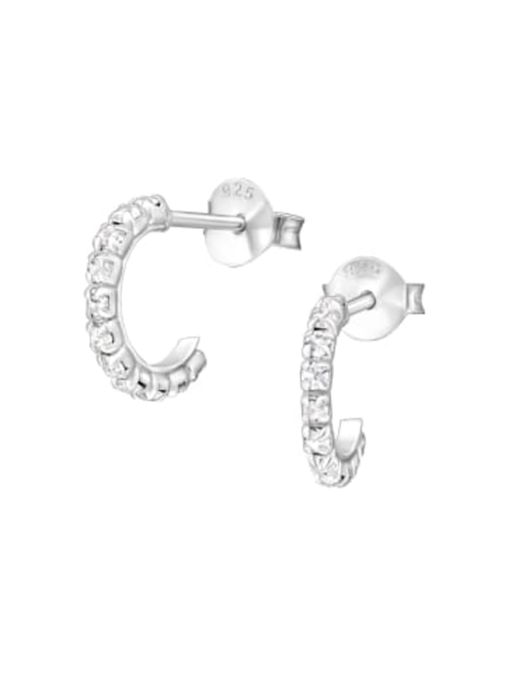 

Alexander York Полуоткрытые серьги-гвоздики CREOLE с кристаллами из серебра 925 пробы, комплект из 2 штук