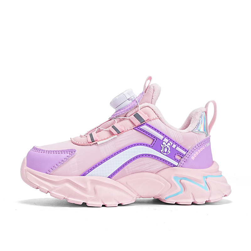 

Нескользящие, легкие, амортизирующие, теплые, низкие детские кроссовки для бега BOBDOG, розовый