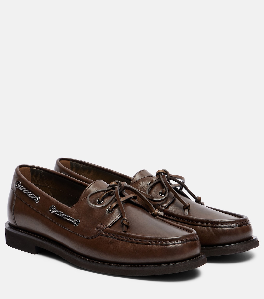 Кожаные лодочные Monili Brunello Cucinelli, Corvino