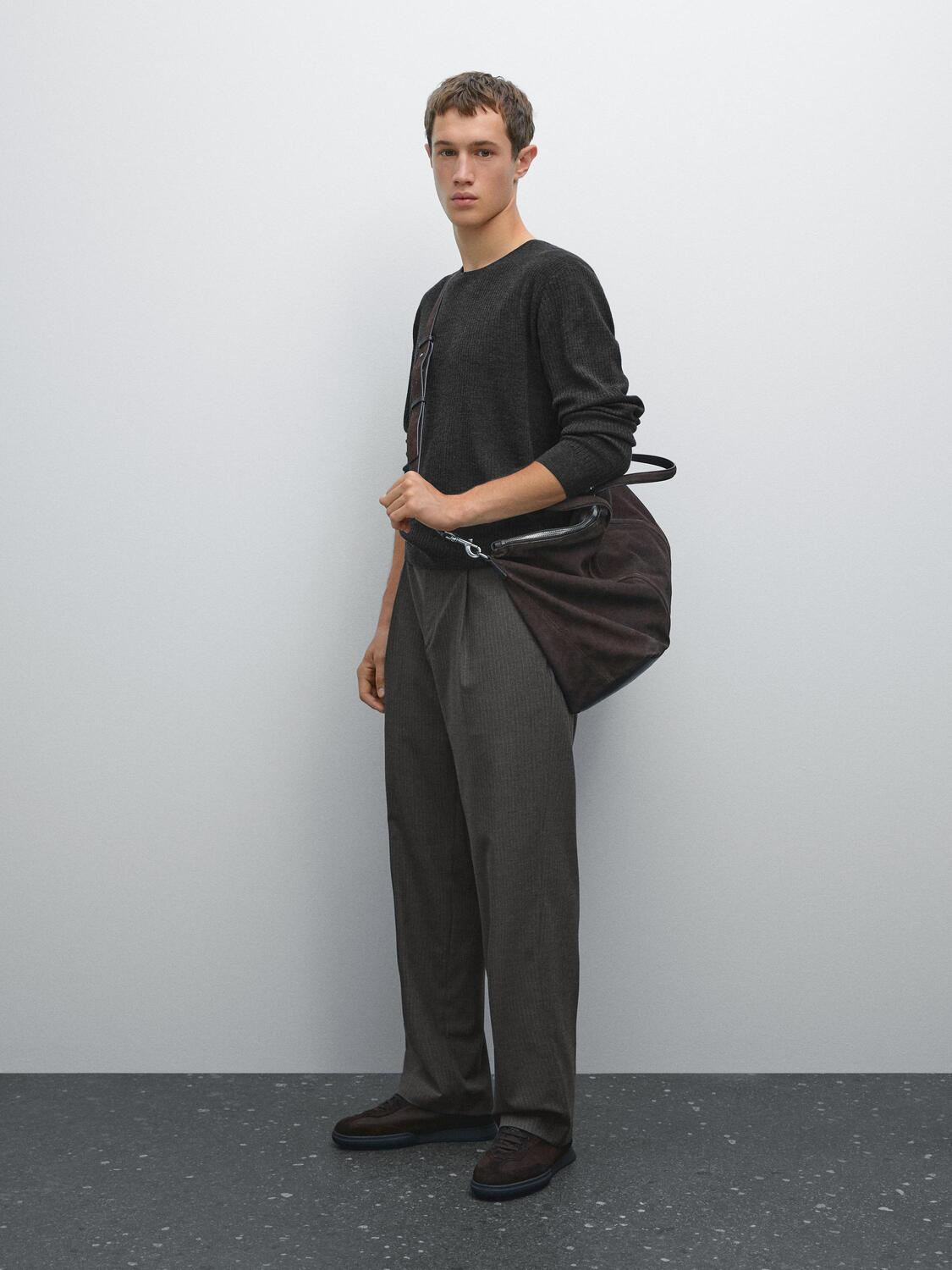 

Вязаный свитер из 100% мериносовой шерсти Massimo Dutti, Charcoal