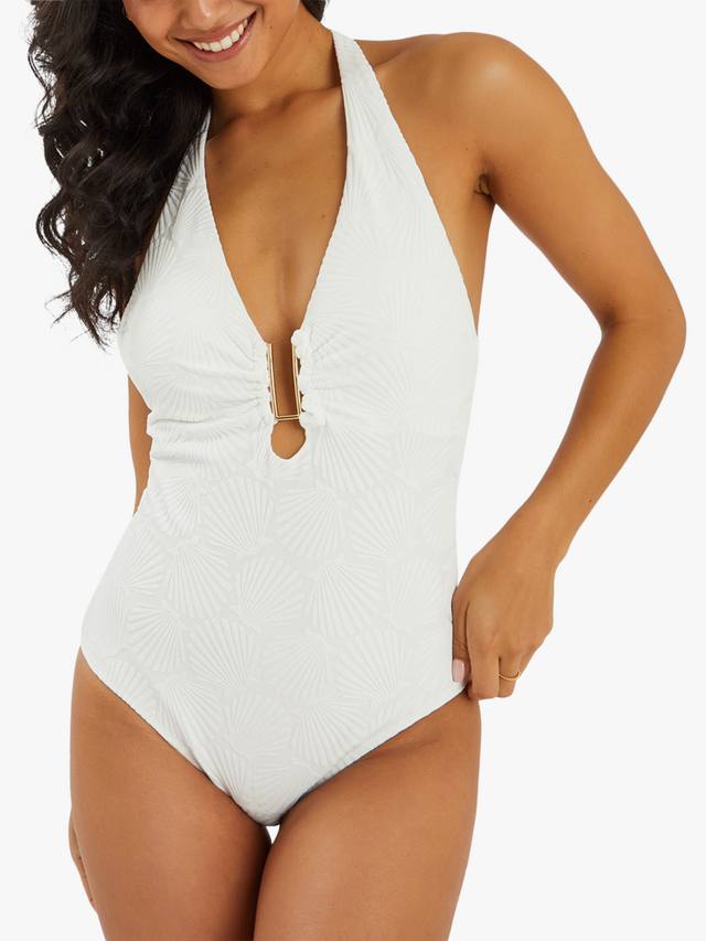 

Купальник Shell Jacquard с топом халтер Accessorize, White