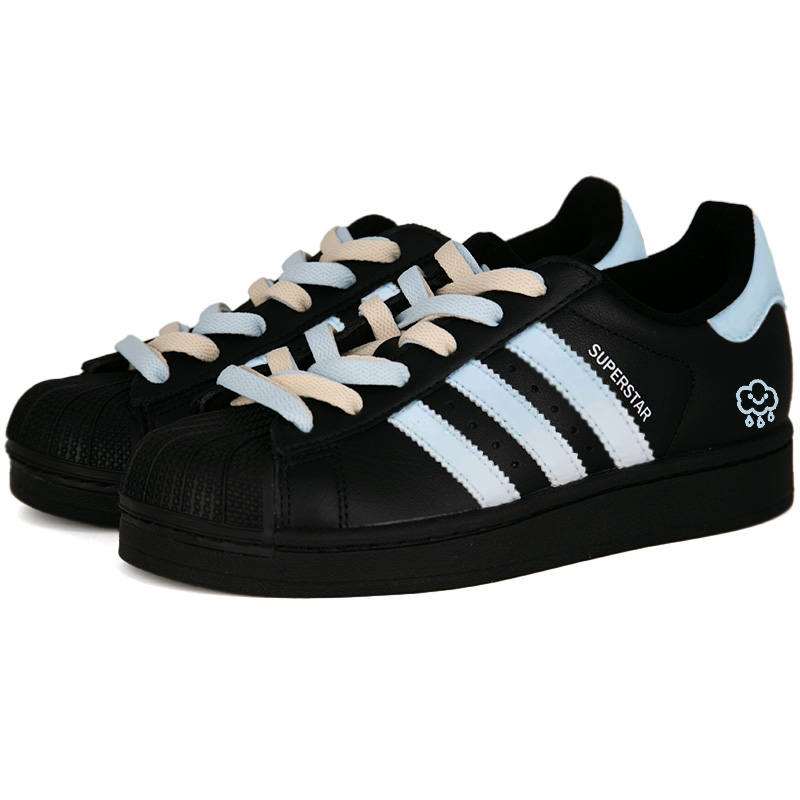 Superstar 2 Rain Chord устойчивые к истиранию низкие детские скейтбординг кроссовки White Unisex Adidas Originals, черный — фото 4