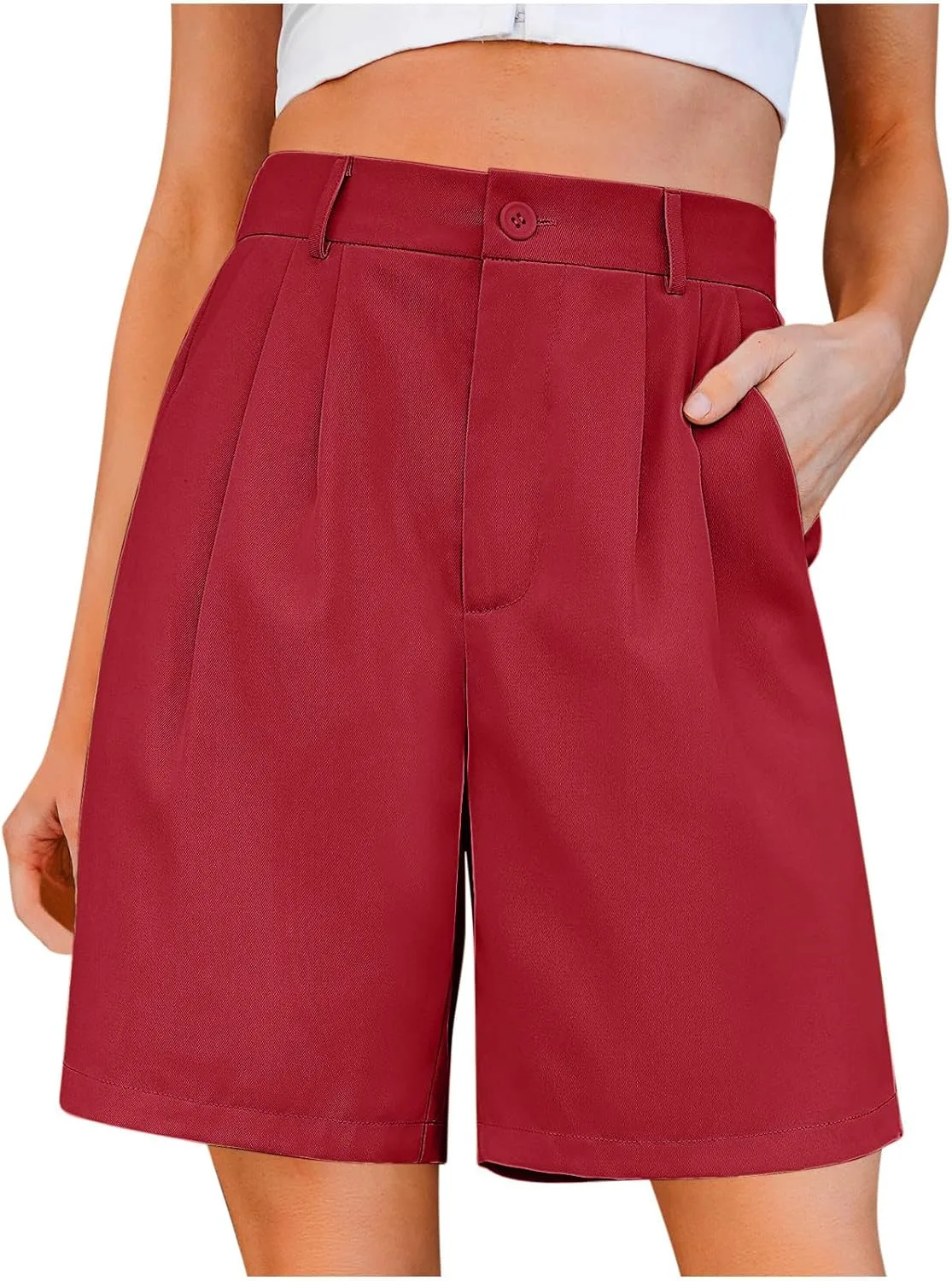 

Бермуды для женщин Casual High Waisted Wide Leg с карманами AQAYL