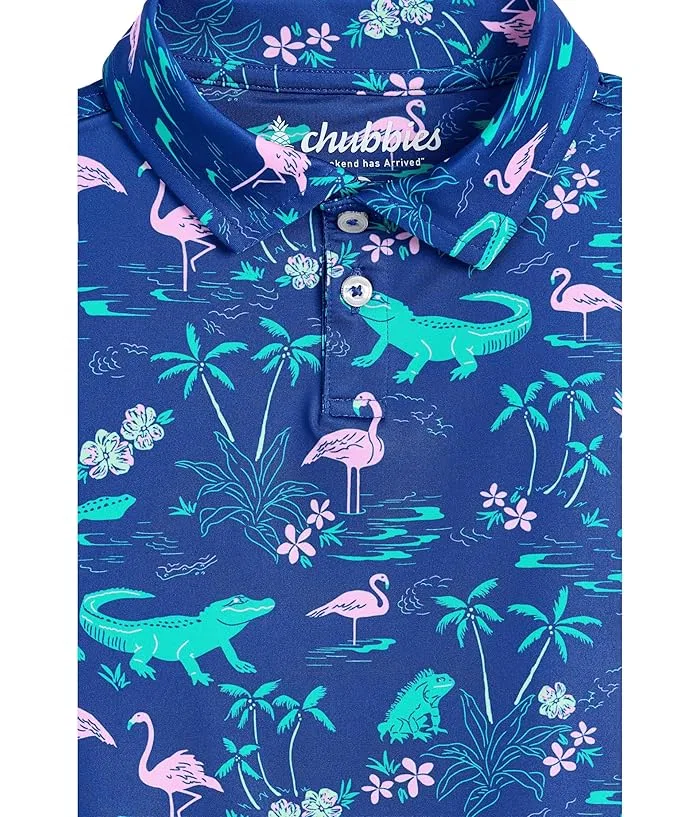 Поло Chubbies Kids The Lil Swamp And Circumstance Performance Polo, Bright Blue/Pattern Base — фото 3