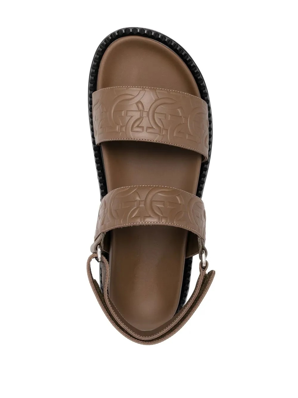 Сандалии Gancini с тиснением Ferragamo, коричневый — фото 4