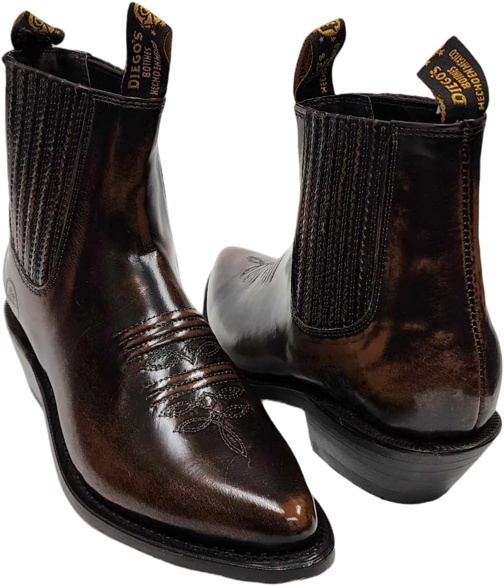 

Мужские ботинки Dona Michi из натуральной кожи в западном стиле ковбойские слипоны до щиколотки, коричневый