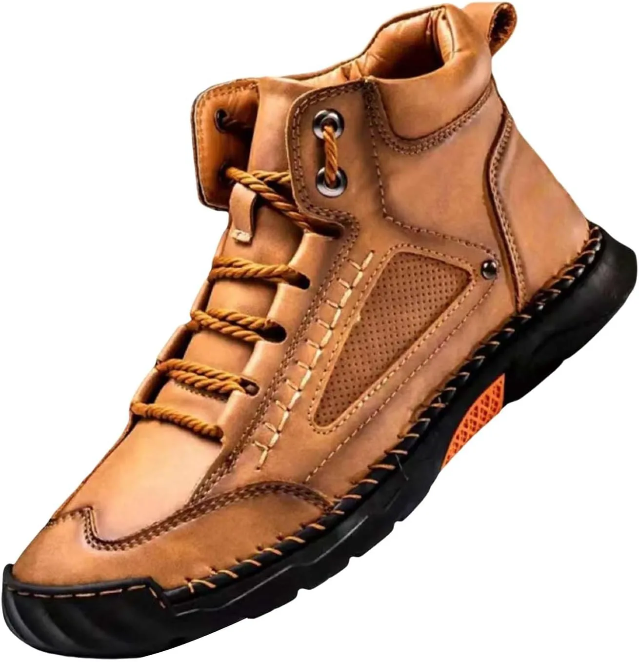 Мужские сапоги Sawbehind с поддержкой свода стопы, комфортные мужские кожаные сапоги ручной работы Sawbehind - водонепроницаемые с просторным носком KGKLKAX, коричневый — фото 3